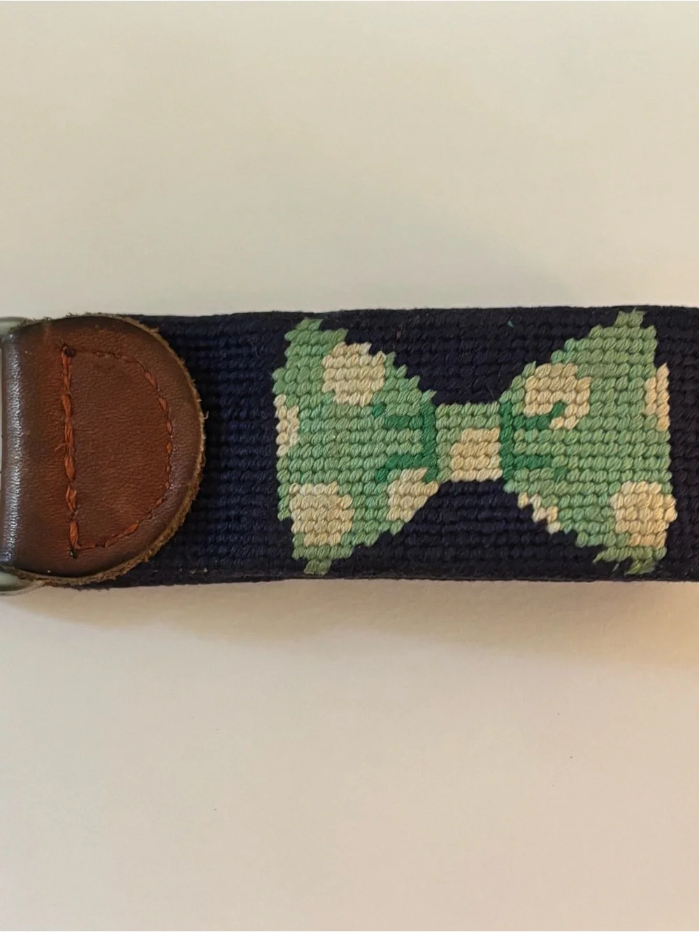 Smathers & Branson Navy Needlepoint Bow tie Key Ring